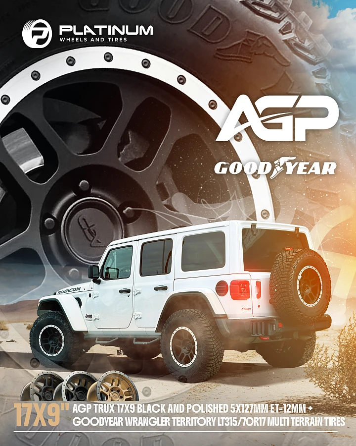 2025 Jeep Wrangler with Black and Polished AGP TRUX Rims