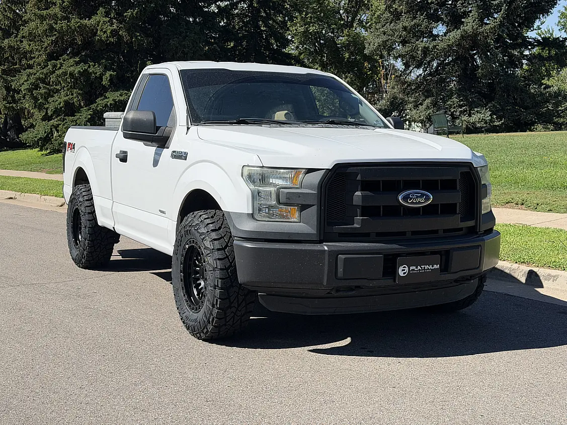 2016 Ford F-150 with Lock Off-Road Grit Matte Black w Gloss Black Ring Wheels