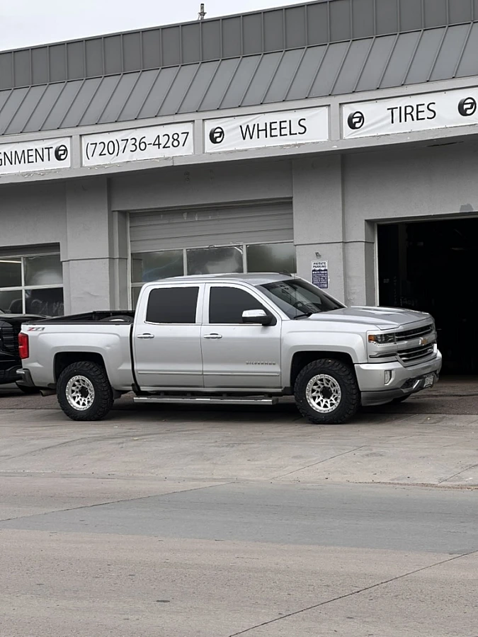 2018 Chevrolet Silverado 1500 with Lock Off-Road Lunatic Polished Silver Wheels