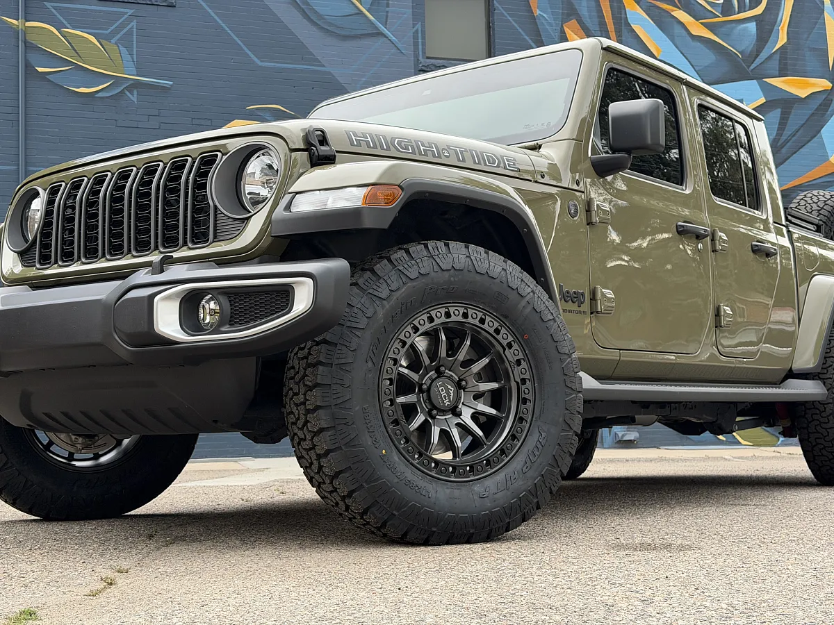 Lock Off-Road Trail Matte Gunmetal with Matte Black Ring Aftermarket Wheel on 2026 Jeep Gladiator