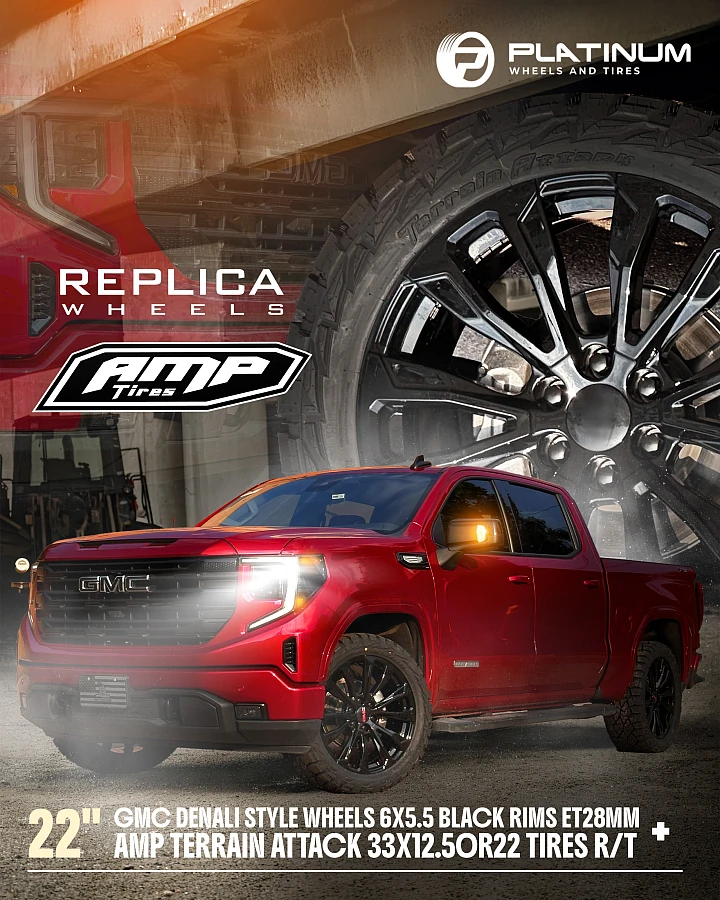 Replica Wheels 22" Denali 1107 Black on 2026 GMC Sierra 1500
