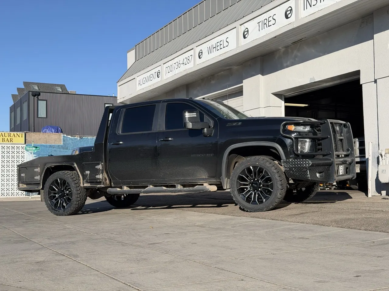 2024 Chevrolet Silverado 3500HD Equipped with Replica Wheels 22" High Country 8x180mm Style 1140 Black and Milled