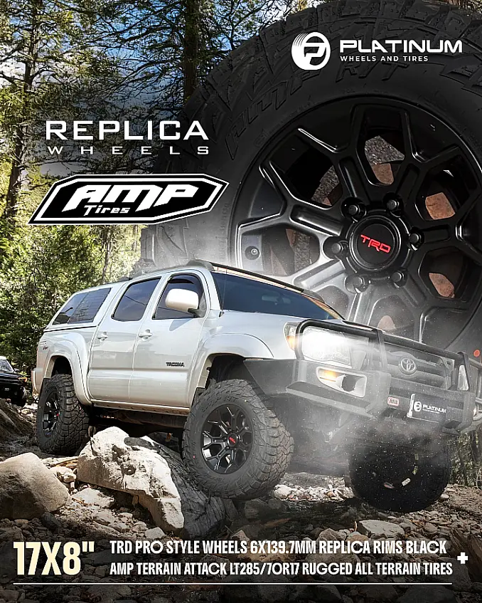 Replica Wheels 17" TRD Pro 308 Black on 2012 Toyota Tacoma