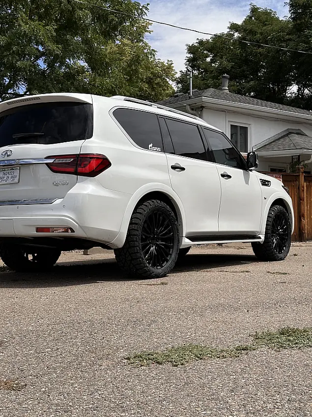 2020 Infiniti QX80 with Gloss Black Replica Wheels 22" Escalade V 4483 Rims