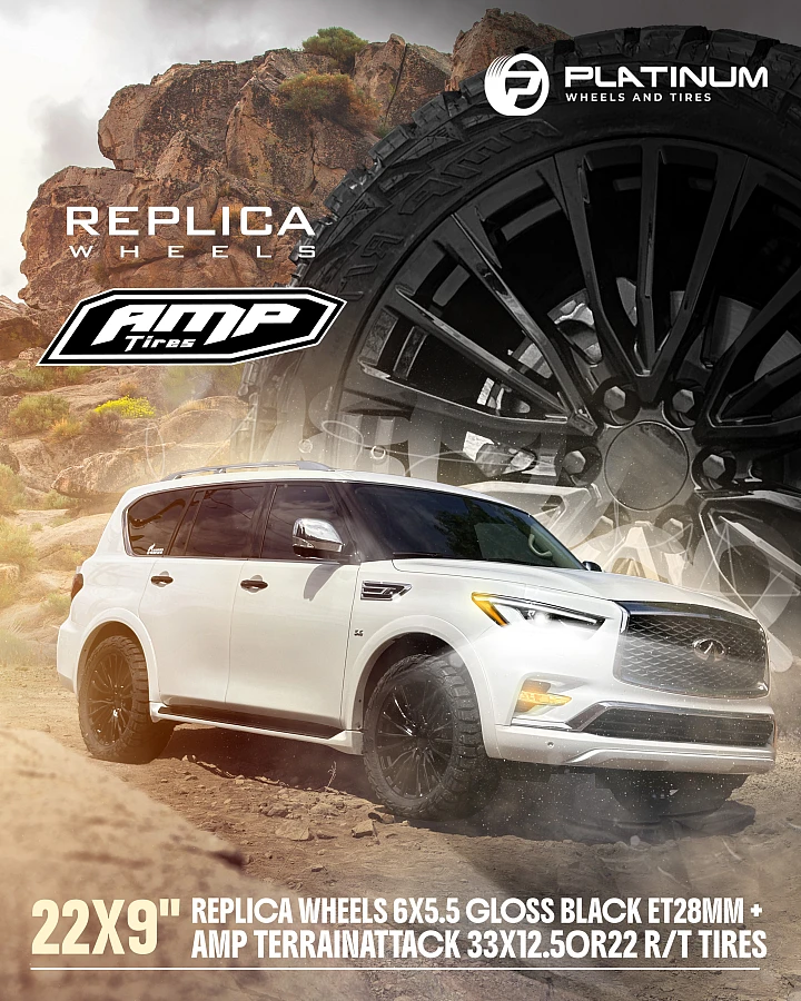 Replica Wheels 22" Escalade V 4483 Gloss Black on 2020 Infiniti QX80