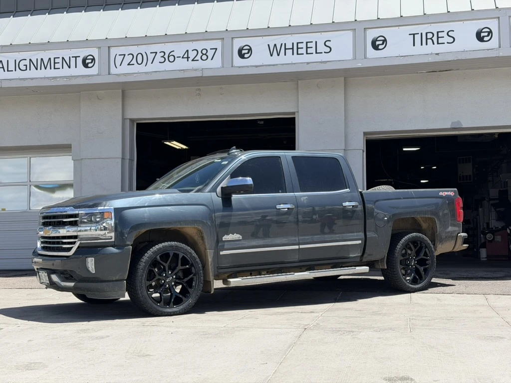 2016 Chevrolet Silverado 1500 with Replica Wheels 22" Snowflake Style 1101 Black Wheels