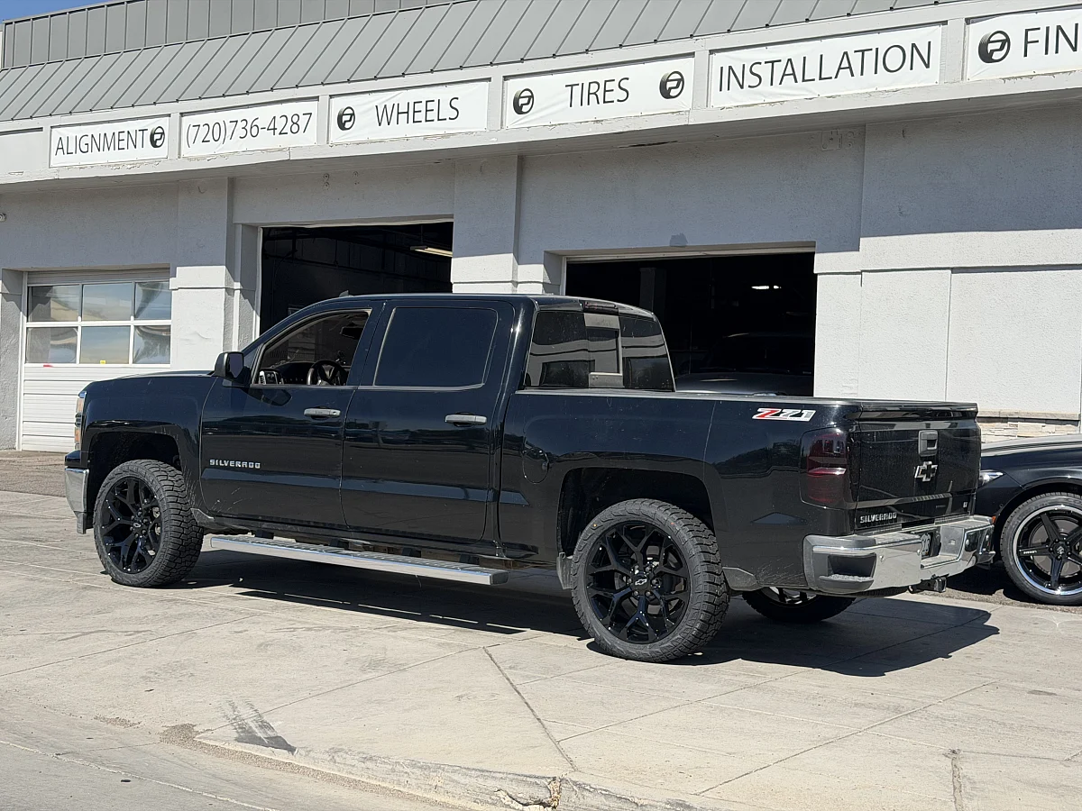 2017 Chevrolet Silverado 1500 with Replica Wheels 22" Snowflake Style 1101 Black Wheels