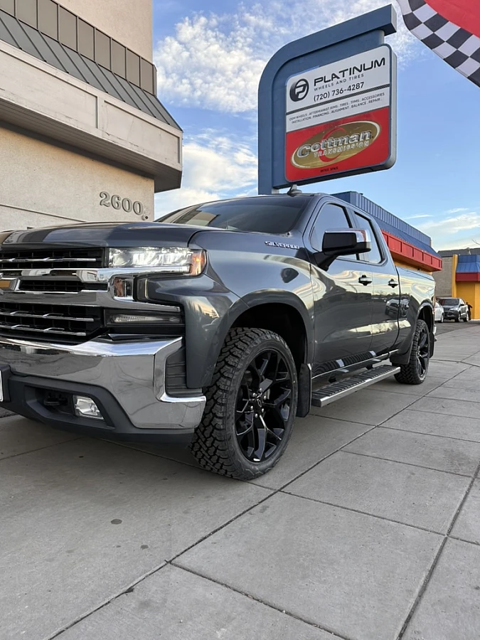 2024 Chevrolet Silverado 1500 with Replica Wheels 22" Snowflake Style 1101 Black Rims