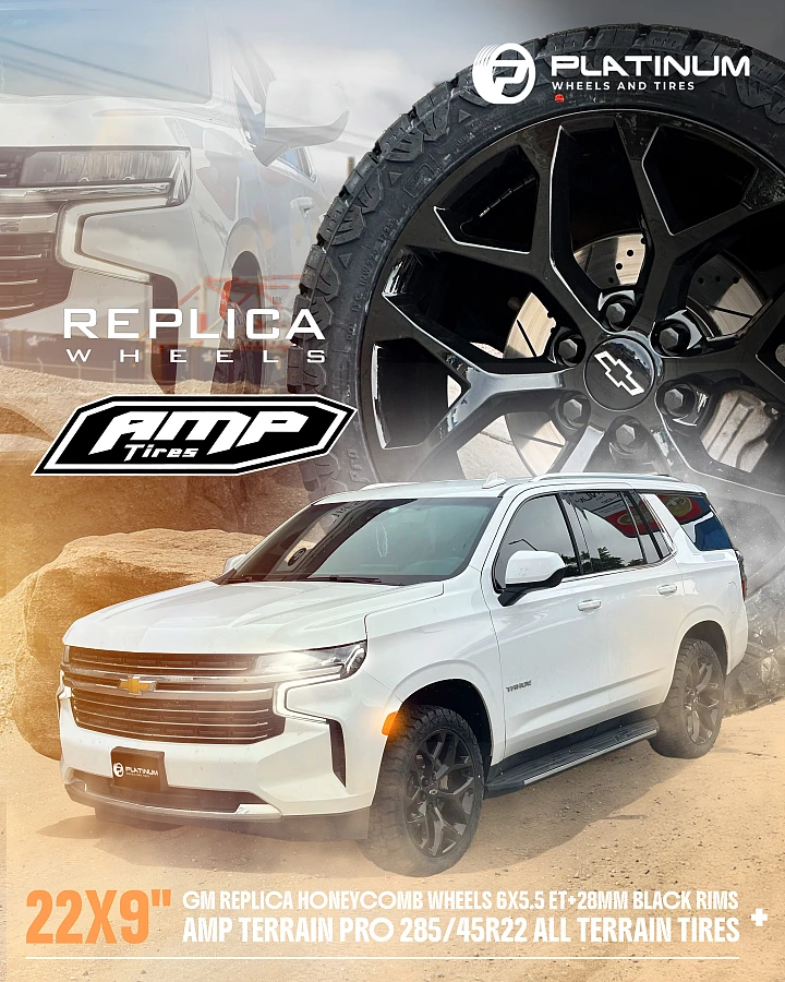 Replica Wheels 22" Snowflake Style 1101 Black on 2025 Chevrolet Tahoe