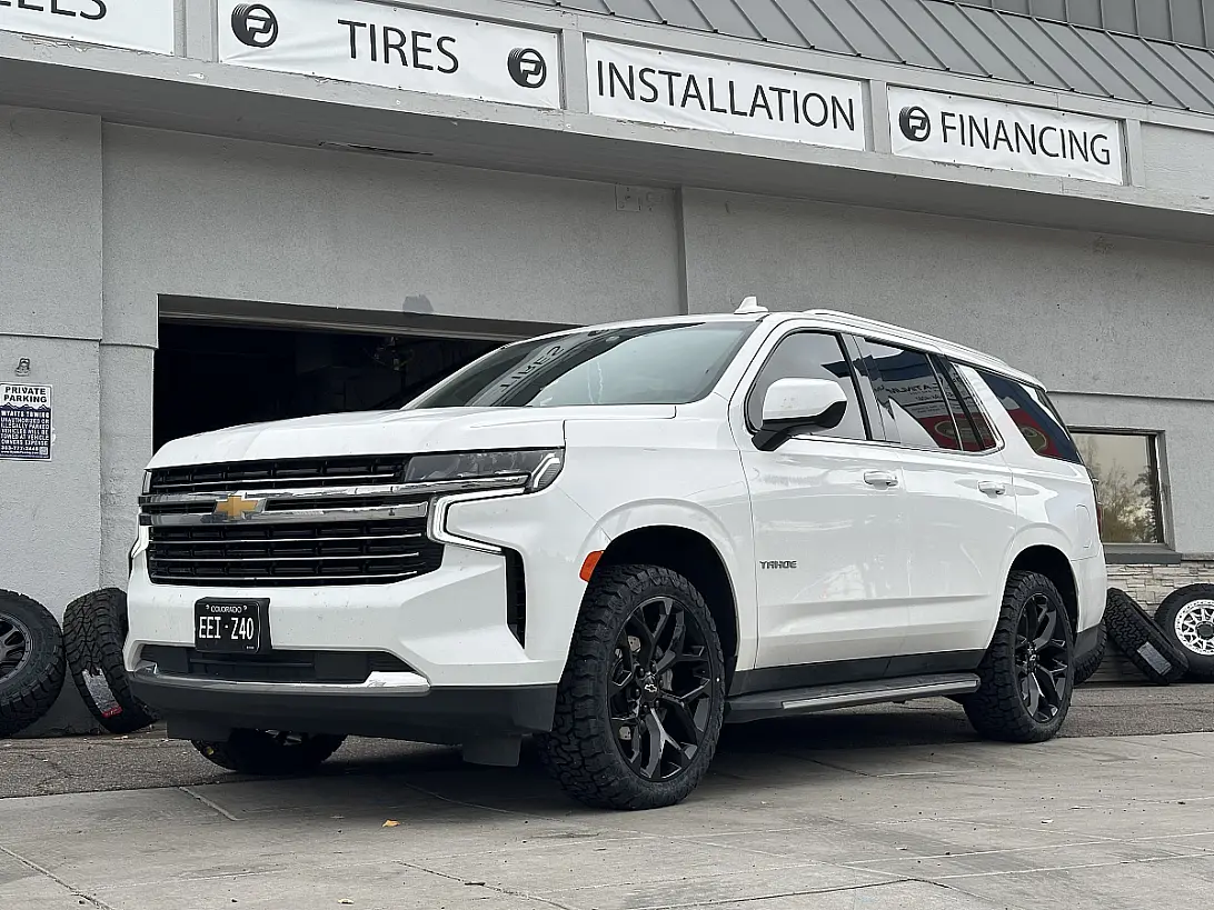 Replica Wheels 22" Snowflake Style 1101 Black Aftermarket Wheel on 2025 Chevrolet Tahoe