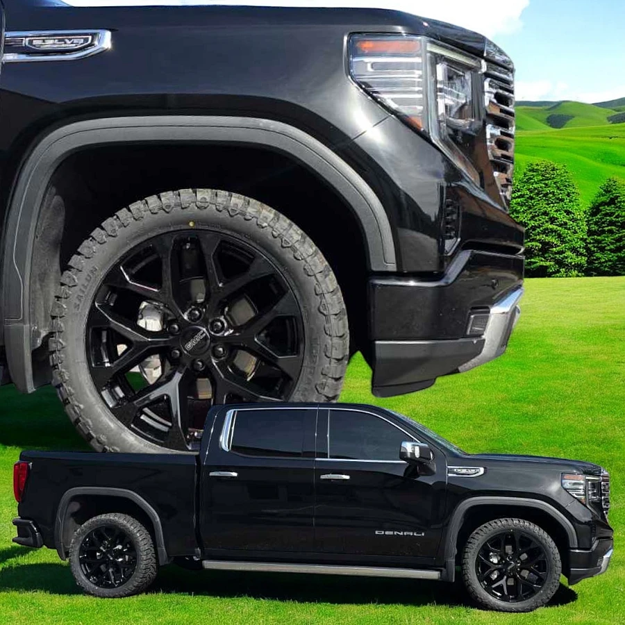 Replica Wheels 22" Snowflake Style 1101 Black Rim on 2025 GMC Sierra 1500